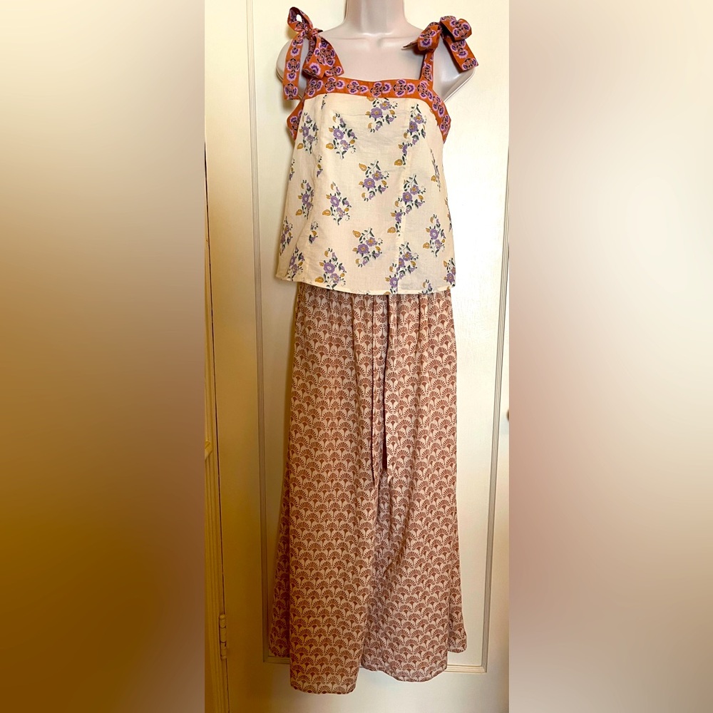 BILA-77 Mixed Patterns Top and Wide Leg Pants Set - NWT